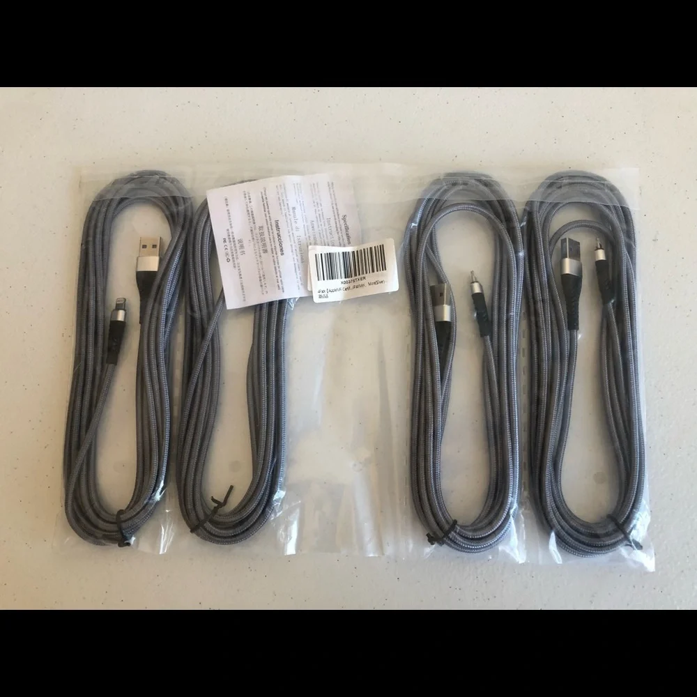 4Pack【Apple MFi Certified 】iPhone Charger Cord, Lightning Cable 10ft (Brand New)